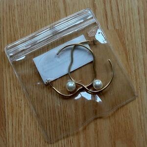 Gold and Pearl Hoop Earrings